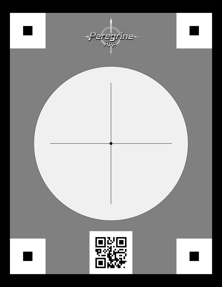 Center Circle target sheet with corner marks and scan code